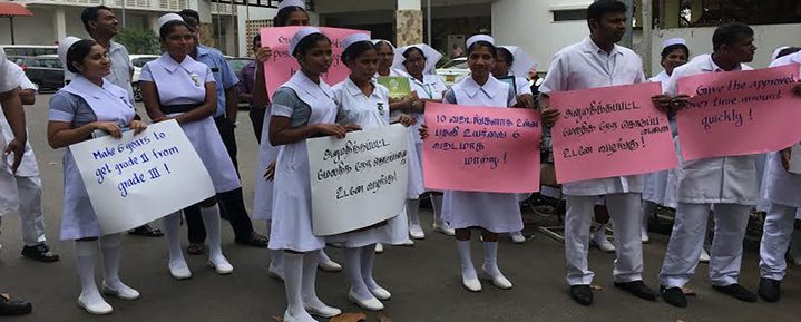 மேலதிக கொடுப்பனவு கோரி தாதியர் போராட்டம்